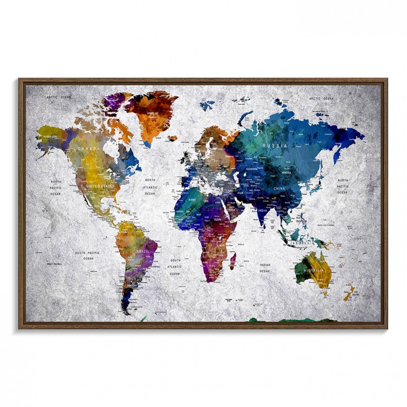 73670-MGV-FC-36X24_Walnut-World Map Art Canvas Print
