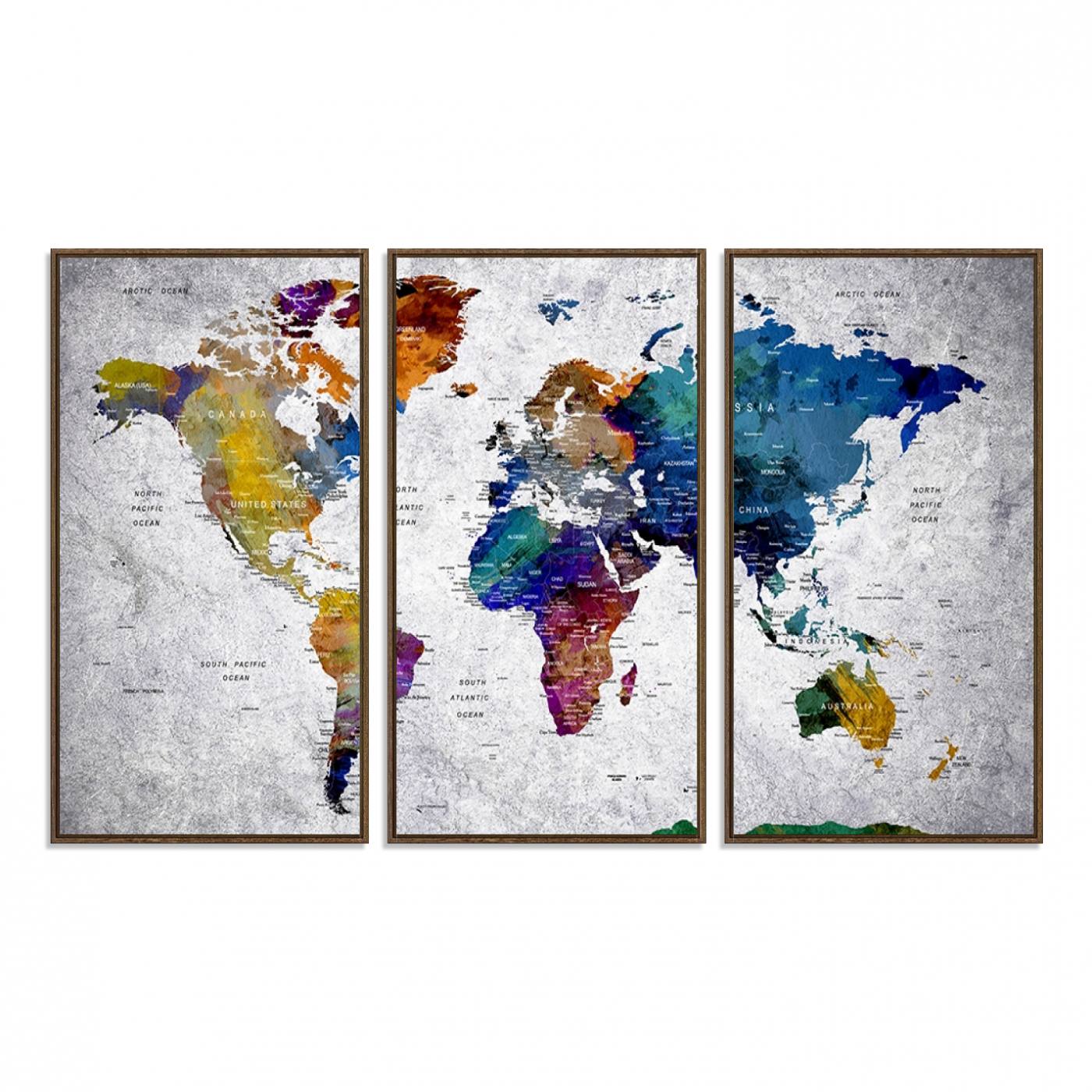 73670-MGV-FC-48X32-3P_Walnut-World Map Art Canvas Print