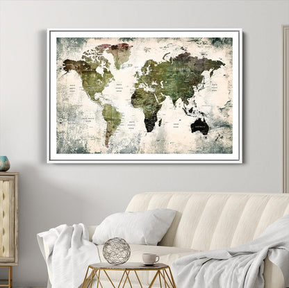 14328-MGC-FP-36x24_White-World Map Canvas PRINT, World Map Canvas Art