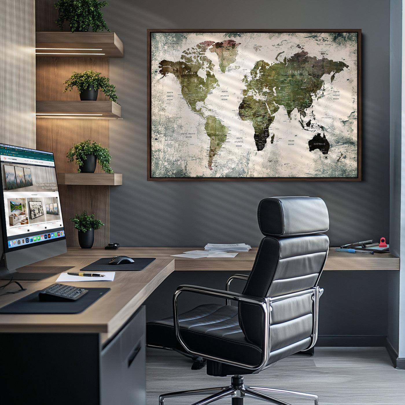 14328-MGV-CV-36X24-World Map Canvas PRINT, World Map Canvas Art