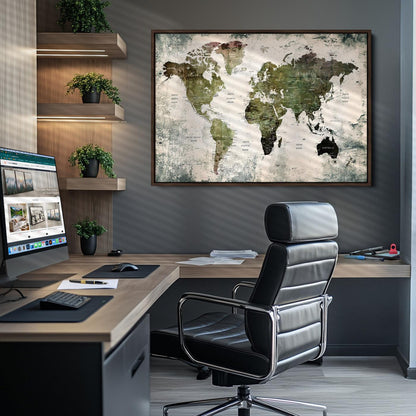 14328-MGV-CV-36X24-World Map Canvas PRINT, World Map Canvas Art