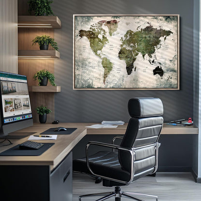 14328-MGV-CV-36X24-World Map Canvas PRINT, World Map Canvas Art