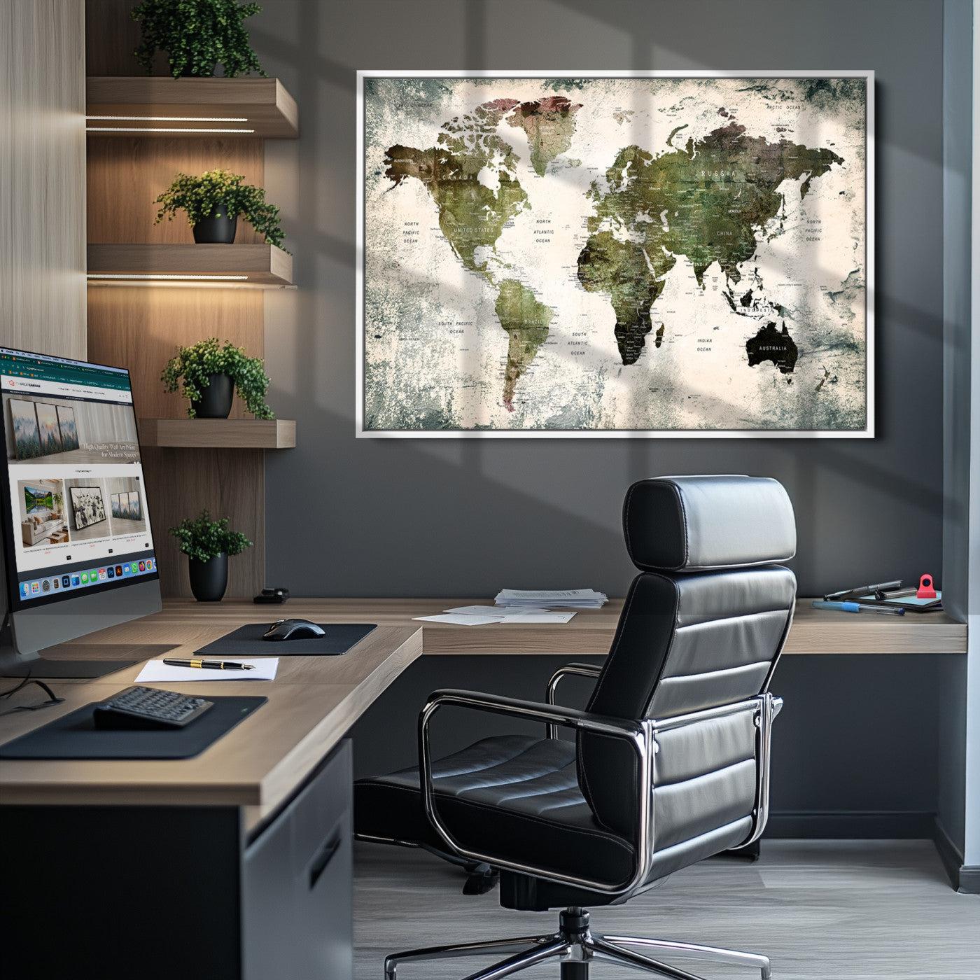 14328-MGV-CV-36X24-World Map Canvas PRINT, World Map Canvas Art