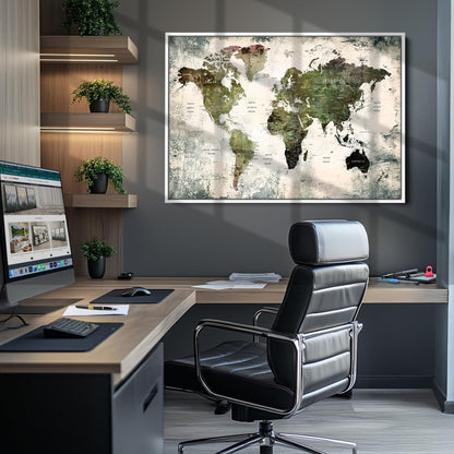 14328-MGV-CV-36X24-World Map Canvas PRINT, World Map Canvas Art