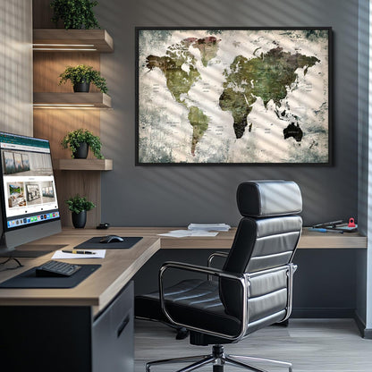 14328-MGV-CV-36X24-World Map Canvas PRINT, World Map Canvas Art