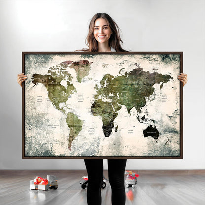 14328-MGV-CV-36X24-World Map Canvas PRINT, World Map Canvas Art