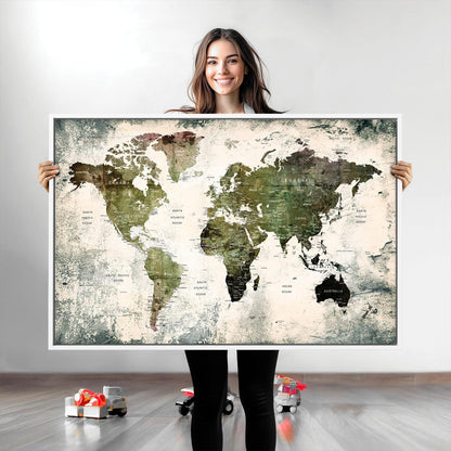 14328-MGV-CV-36X24-World Map Canvas PRINT, World Map Canvas Art