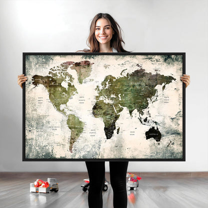 14328-MGV-CV-36X24-World Map Canvas PRINT, World Map Canvas Art
