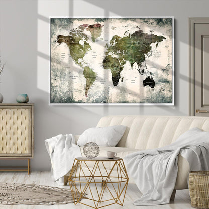 14328-MGV-CV-36X24-World Map Canvas PRINT, World Map Canvas Art