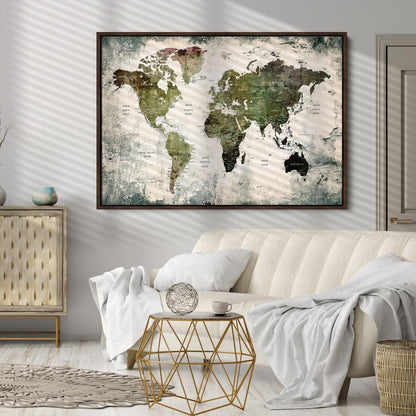 14328-MGV-CV-36X24-World Map Canvas PRINT, World Map Canvas Art