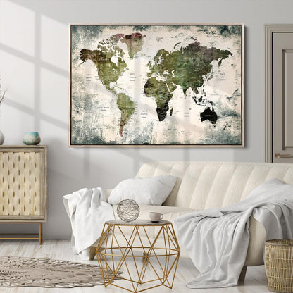 14328-MGV-CV-36X24-World Map Canvas PRINT, World Map Canvas Art