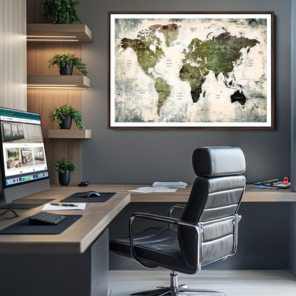 14328-MGV-CV-36X24-World Map Canvas PRINT, World Map Canvas Art