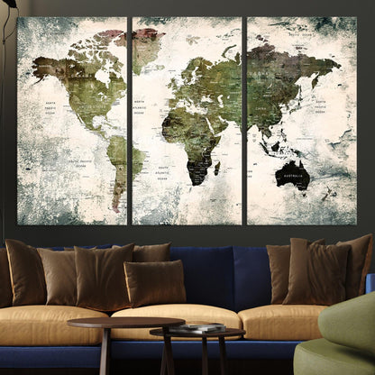 14328-MGV-CV-36X24-World Map Canvas PRINT, World Map Canvas Art