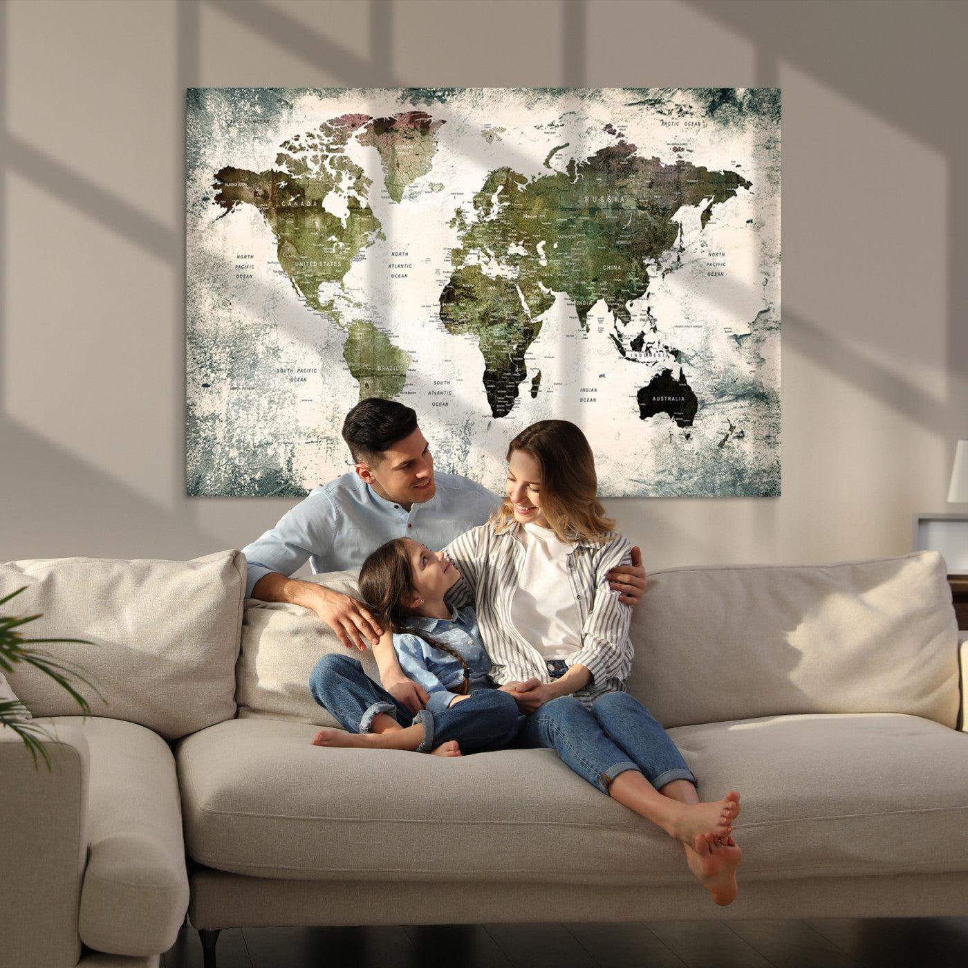 14328-MGV-CV-36X24-World Map Canvas PRINT, World Map Canvas Art