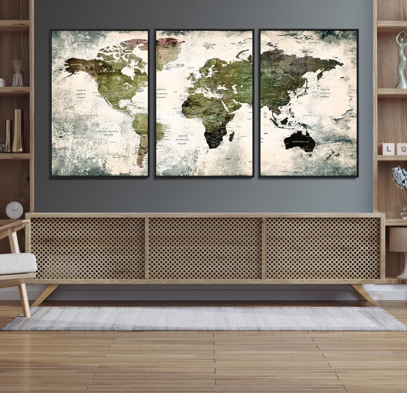 14328-MGV-CV-36X24-World Map Canvas PRINT, World Map Canvas Art