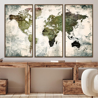 14328-MGV-CV-36X24-World Map Canvas PRINT, World Map Canvas Art