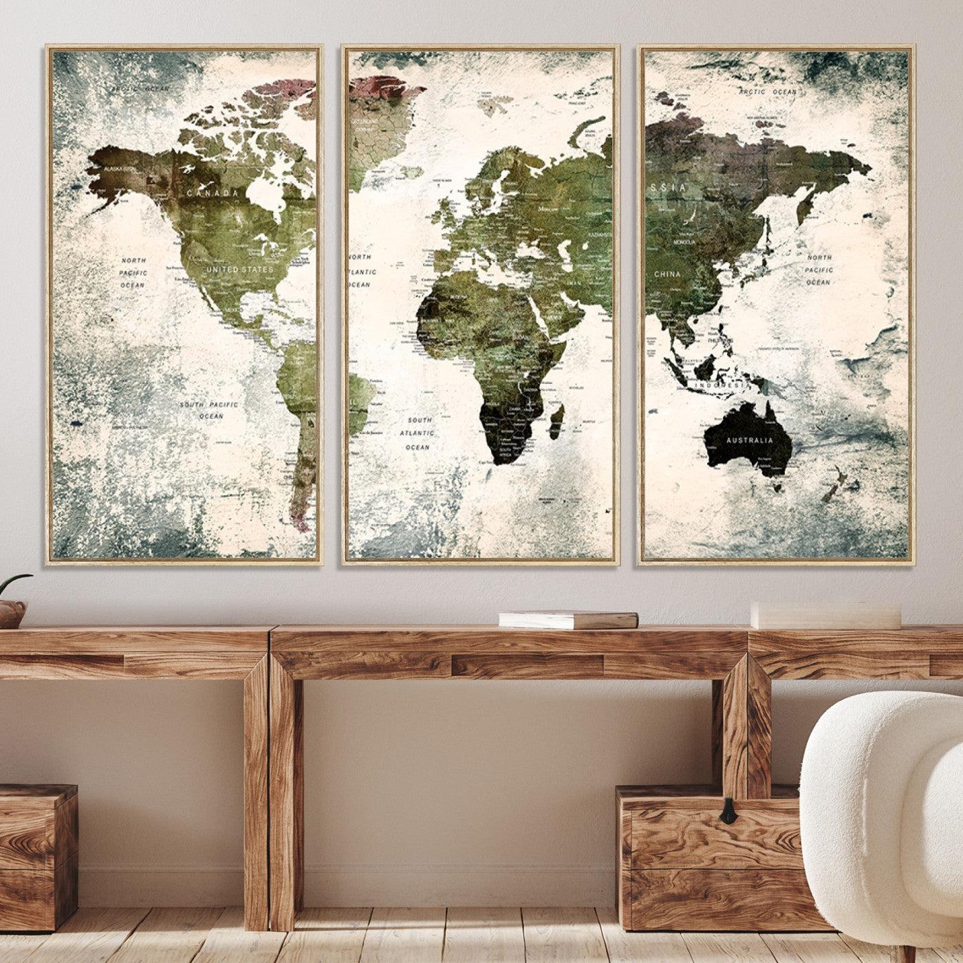 14328-MGV-CV-36X24-World Map Canvas PRINT, World Map Canvas Art