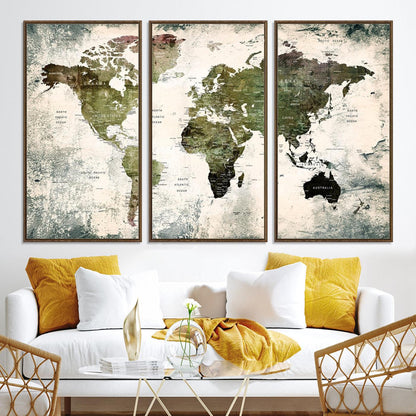 14328-MGV-CV-36X24-World Map Canvas PRINT, World Map Canvas Art