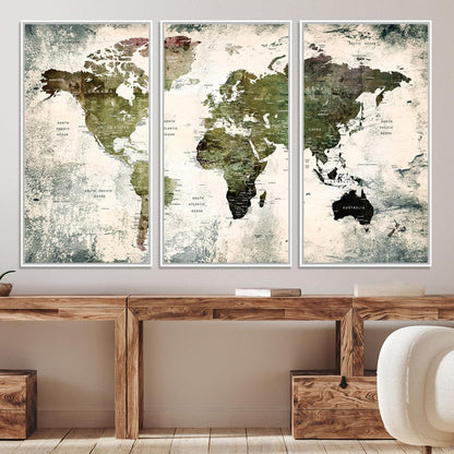 14328-MGV-CV-36X24-World Map Canvas PRINT, World Map Canvas Art