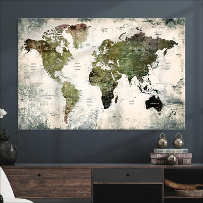 14328-MGV-CV-36X24-World Map Canvas PRINT, World Map Canvas Art