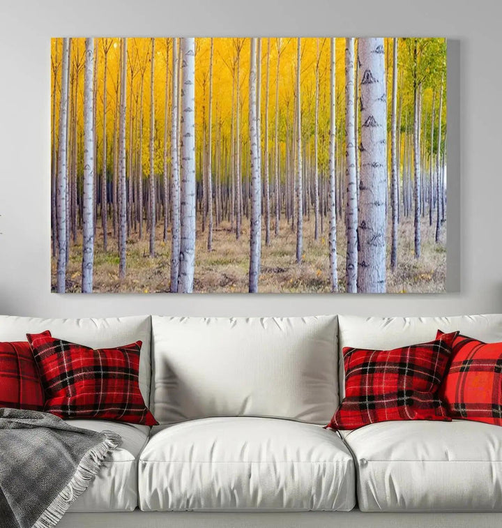 Yellow Forest Autumn Landscape Tree Wall Art Landscape Canvas Print