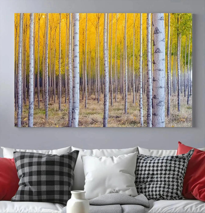 Yellow Forest Autumn Landscape Tree Wall Art Landscape Canvas Print