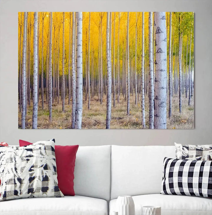 Yellow Forest Autumn Landscape Tree Wall Art Landscape Canvas Print