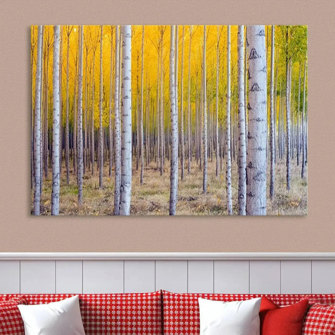 Yellow Forest Autumn Landscape Tree Wall Art Landscape Canvas Print