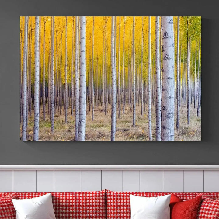 Yellow Forest Autumn Landscape Tree Wall Art Landscape Canvas Print