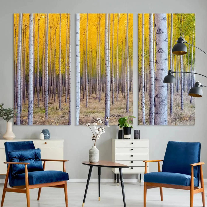 Yellow Forest Autumn Landscape Tree Wall Art Landscape Canvas Print