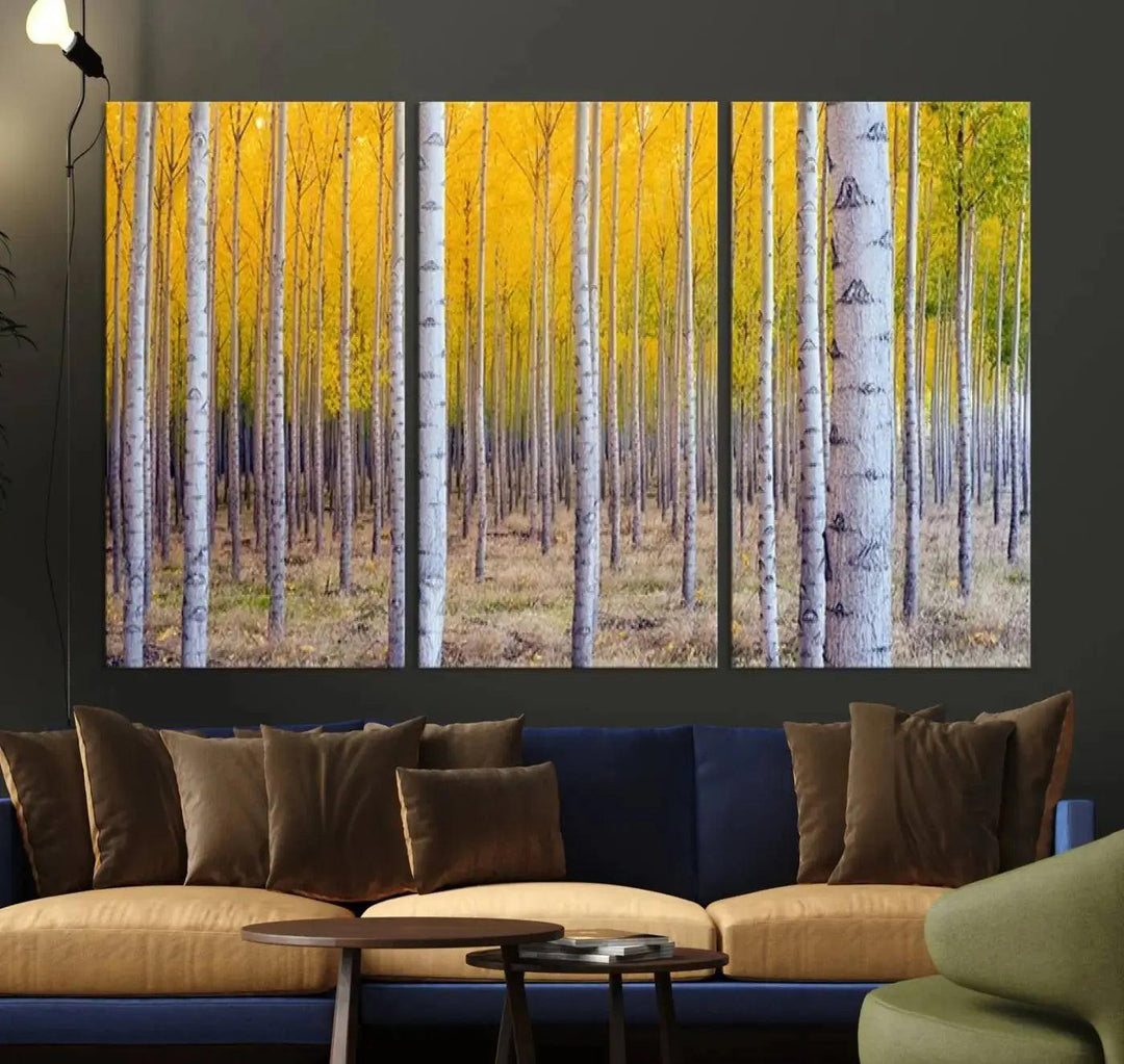 Yellow Forest Autumn Landscape Tree Wall Art Landscape Canvas Print