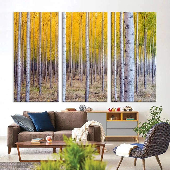 Yellow Forest Autumn Landscape Tree Wall Art Landscape Canvas Print