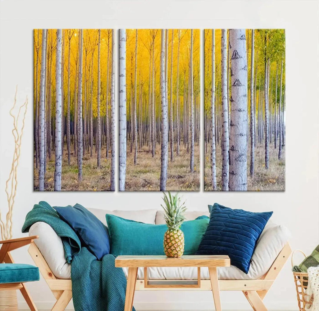 Yellow Forest Autumn Landscape Tree Wall Art Landscape Canvas Print