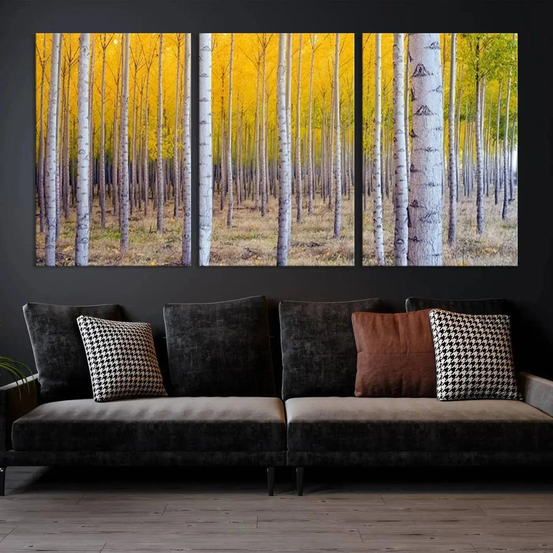 Yellow Forest Autumn Landscape Tree Wall Art Landscape Canvas Print