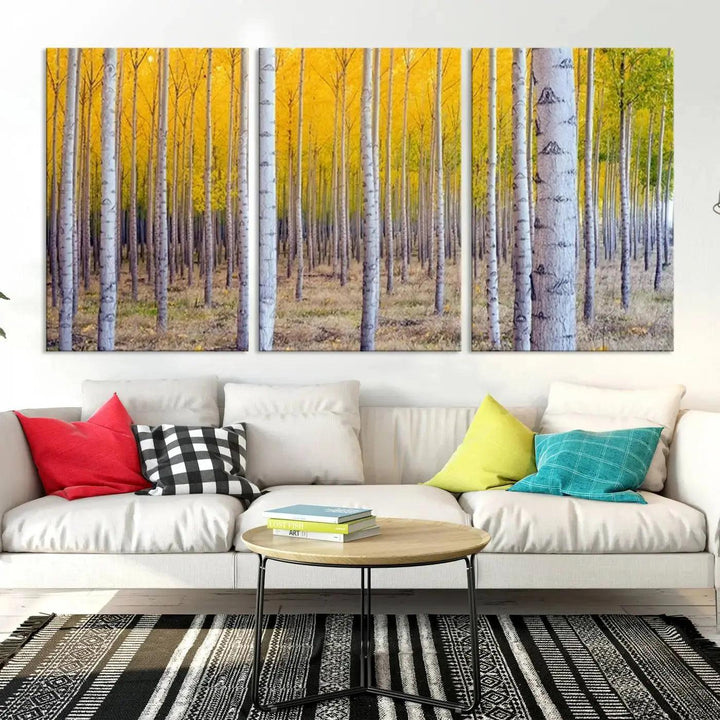 Yellow Forest Autumn Landscape Tree Wall Art Landscape Canvas Print