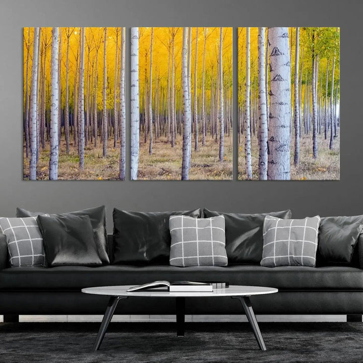 Yellow Forest Autumn Landscape Tree Wall Art Landscape Canvas Print