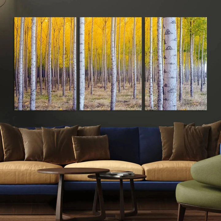 Yellow Forest Autumn Landscape Tree Wall Art Landscape Canvas Print