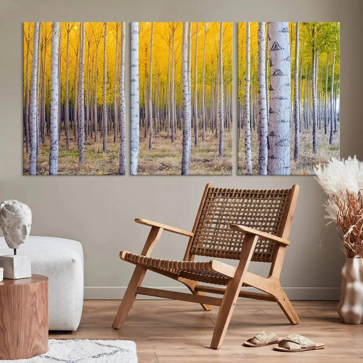 Yellow Forest Autumn Landscape Tree Wall Art Landscape Canvas Print