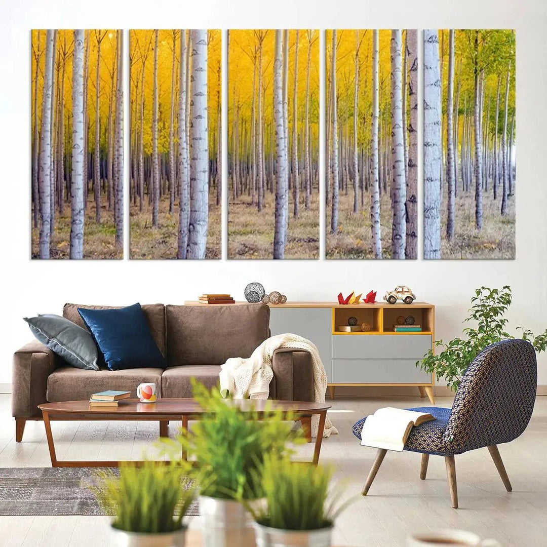 Yellow Forest Autumn Landscape Tree Wall Art Landscape Canvas Print