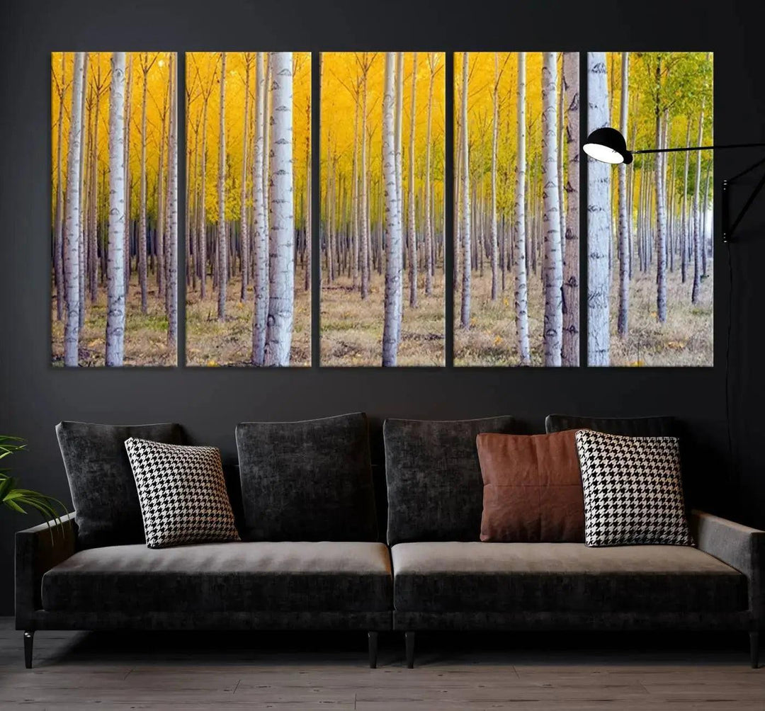 Yellow Forest Autumn Landscape Tree Wall Art Landscape Canvas Print