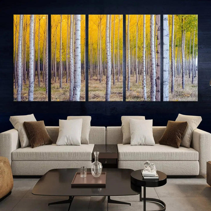 Yellow Forest Autumn Landscape Tree Wall Art Landscape Canvas Print