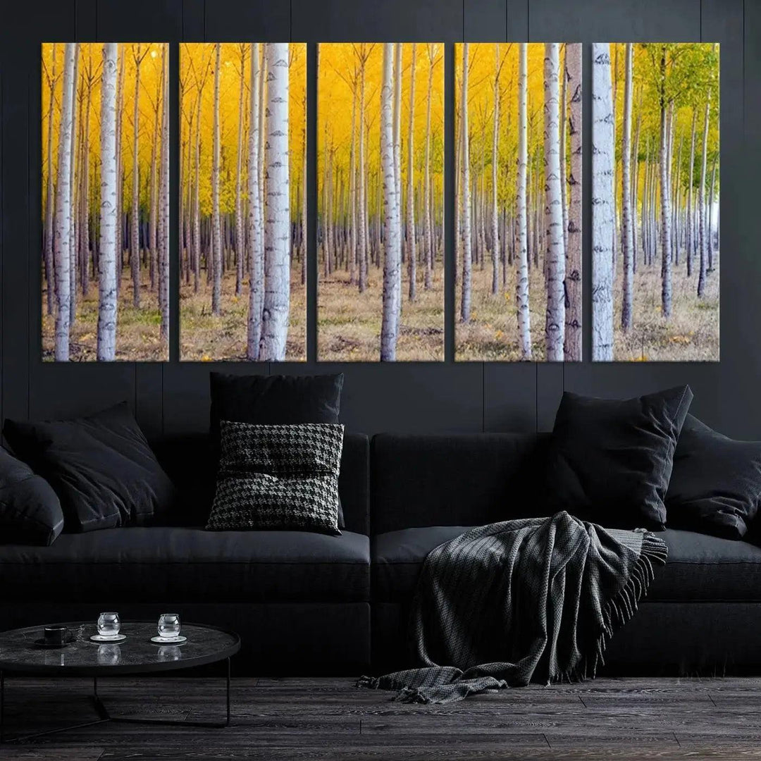 Yellow Forest Autumn Landscape Tree Wall Art Landscape Canvas Print