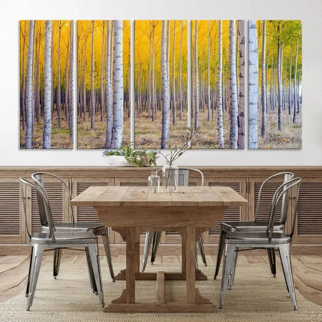 Yellow Forest Autumn Landscape Tree Wall Art Landscape Canvas Print