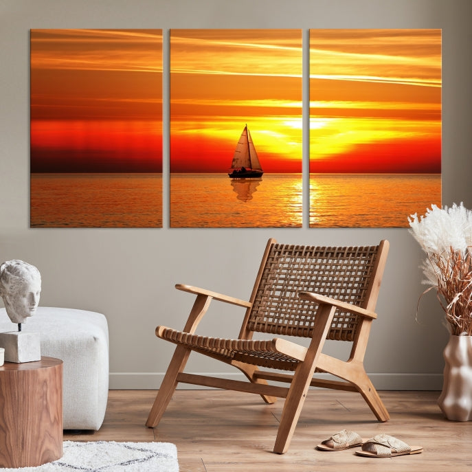 A Sailboat to the Sunset Canvas Print