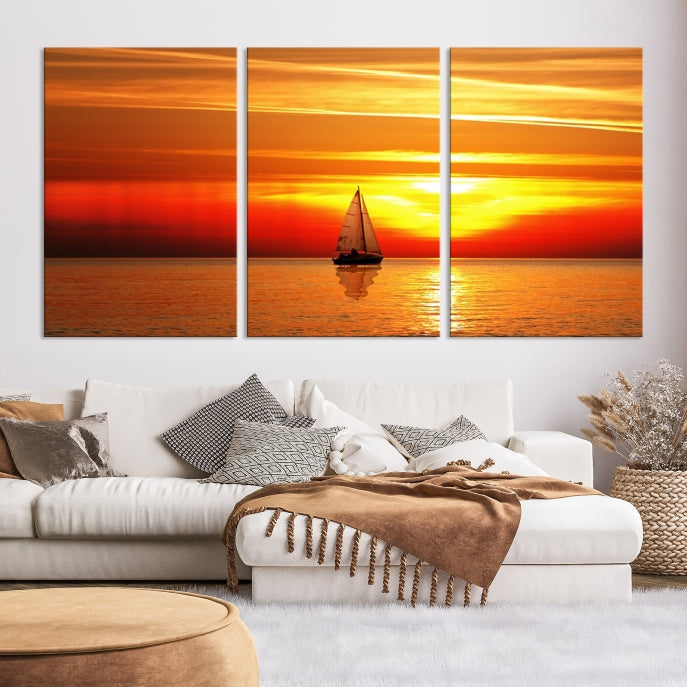 A Sailboat to the Sunset Canvas Print