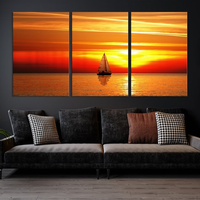 A Sailboat to the Sunset Canvas Print