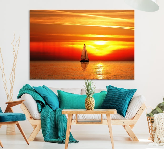 A Sailboat to the Sunset Canvas Print