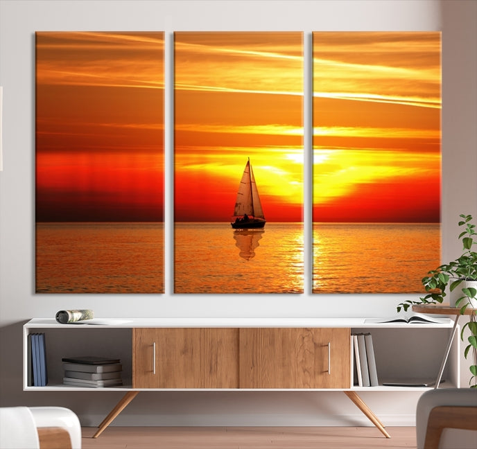 A Sailboat to the Sunset Canvas Print