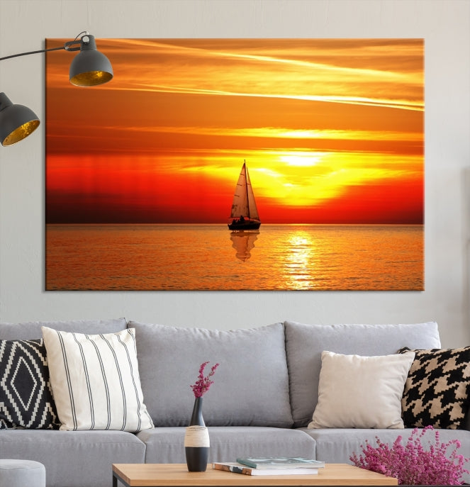 A Sailboat to the Sunset Canvas Print