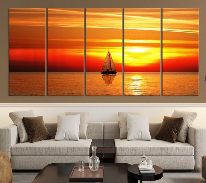 A Sailboat to the Sunset Canvas Print